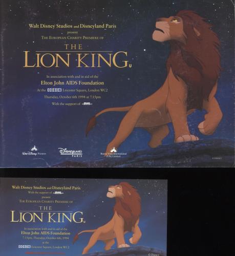 Elton John The Lion King + Ticket tour programme UK JOHTRTH731825