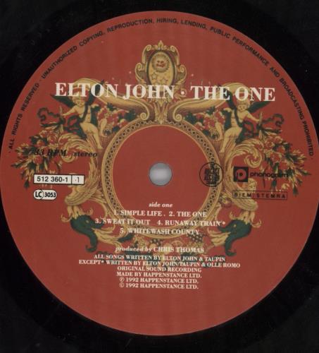 Elton John The One - EX vinyl LP album (LP record) UK JOHLPTH820741