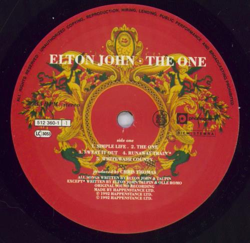 Elton John The One vinyl LP album (LP record) UK JOHLPTH668867