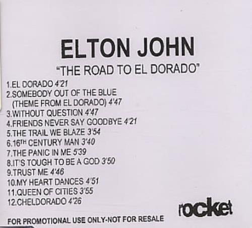 Elton John The Road To El Dorado CD-R acetate UK JOHCRTH160743