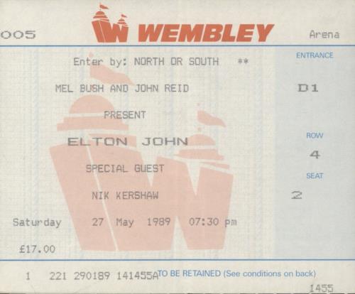 Elton John The World - 1989-90 + Wembley Ticket Stub tour programme UK JOHTRTH497216