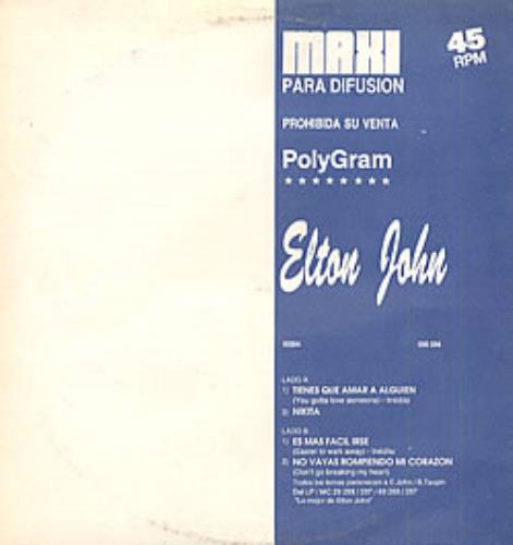 Elton John Tienes Que Amar A Alguien 12" vinyl single (12 inch record / Maxi-single) Argentinean JOH12TI234412