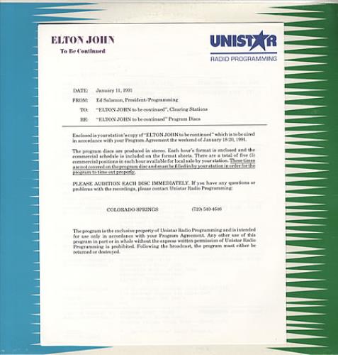 Elton John To Be Continued 3-LP vinyl record set (Triple LP Album) US JOH3LTO341801