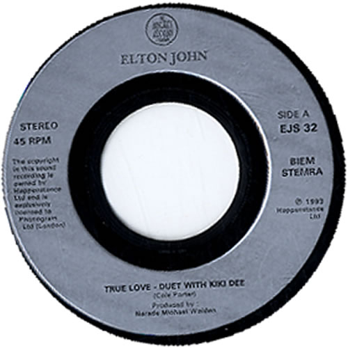 Elton John True Love 7" vinyl single (7 inch record / 45) UK JOH07TR629925