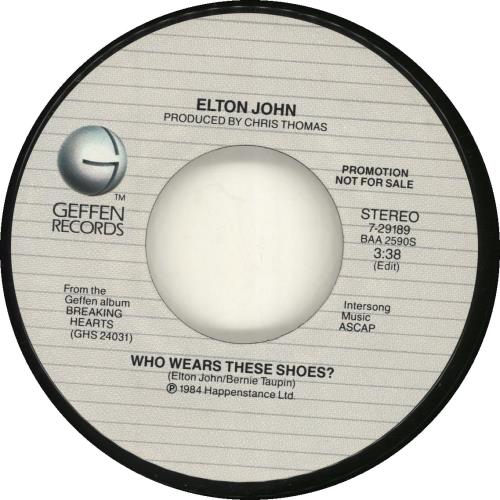 Elton John Who Wears These Shoes? 7" vinyl single (7 inch record / 45) US JOH07WH264966