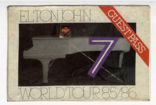 Elton John World Tour 85/86 tour pass UK JOHTPWO556804