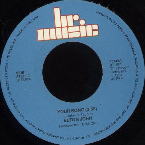 Elton John Your Song 7" vinyl single (7 inch record / 45) Dutch JOH07YO705869