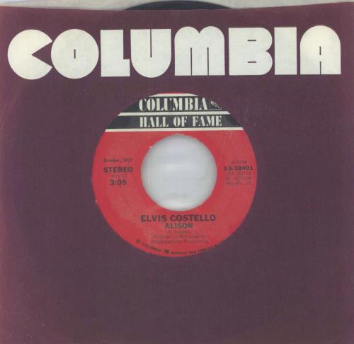 Elvis Costello Alison - Red Label Design 7" vinyl single (7 inch record / 45) US COS07AL824633