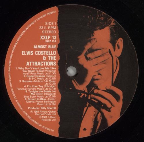 Elvis Costello Almost Blue - B/P - Stickered vinyl LP album (LP record) UK COSLPAL530155