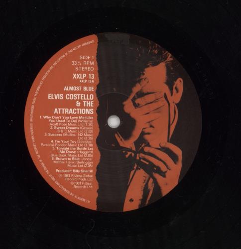 Elvis Costello Almost Blue - B/T - Stickered vinyl LP album (LP record) UK COSLPAL700121