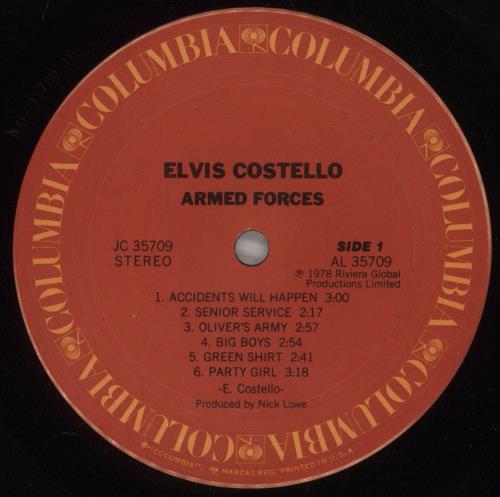 Elvis Costello Armed Forces vinyl LP album (LP record) US COSLPAR590317
