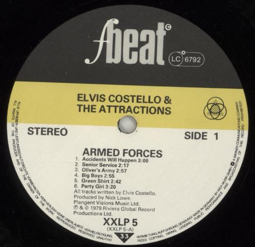 Elvis Costello Armed Forces vinyl LP album (LP record) German COSLPAR871752