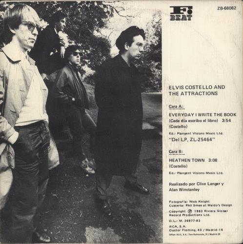 Elvis Costello Everyday I Write The Book = Cada Da Escribo El Libro - Promo 7" vinyl single (7 inch record / 45) Spanish COS07EV864465
