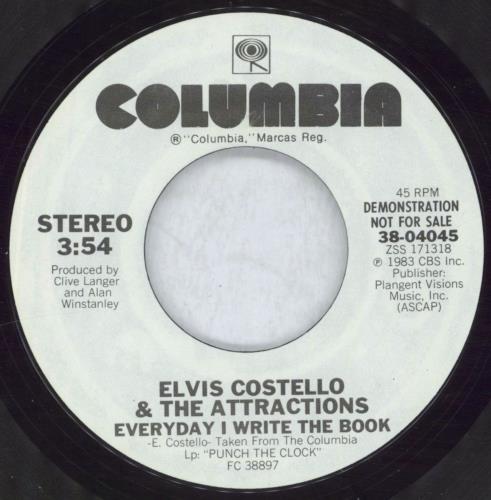 Elvis Costello Everyday I Write The Book 7" vinyl single (7 inch record / 45) US COS07EV32366