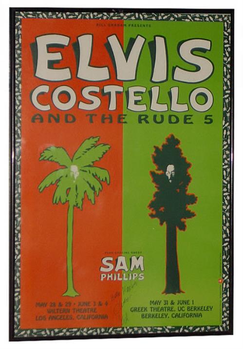 Elvis Costello Framed 1991 Concert Poster - Signed memorabilia US COSMMFR433691
