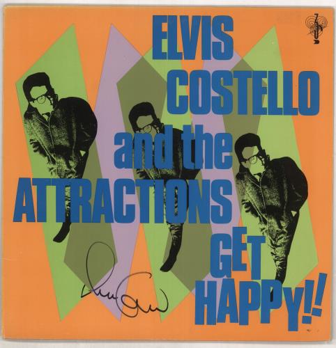 Elvis Costello Get Happy! - Autographed vinyl LP album (LP record) US COSLPGE738201
