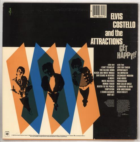 Elvis Costello Get Happy! - Autographed vinyl LP album (LP record) US COSLPGE738201