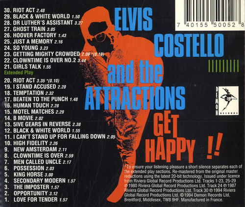 Elvis Costello Get Happy! CD album (CDLP) UK COSCDGE561528