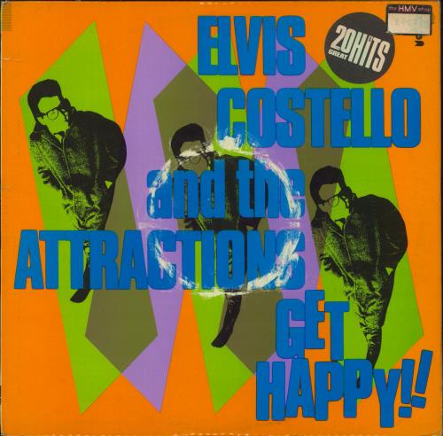 Elvis Costello Get Happy - Sticker - EX vinyl LP album (LP record) UK COSLPGE738192