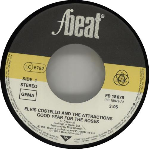 Elvis Costello Good Year For Roses + PR 7" vinyl single (7 inch record / 45) German COS07GO158634