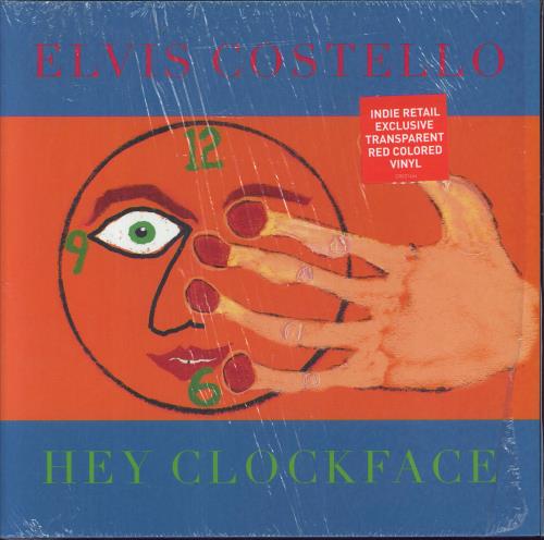 Elvis Costello Hey Clockface - Red Vinyl - Hype Stickered Shrink 2-LP vinyl record set (Double LP Album) UK COS2LHE824314