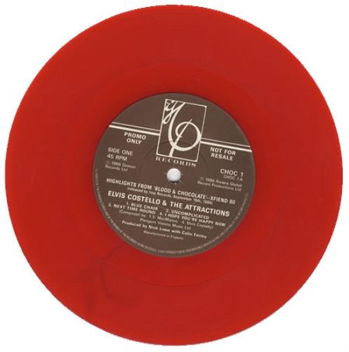 Elvis Costello Highlights From 'Blood & Chocolate' - Red Vinyl 7" vinyl single (7 inch record / 45) UK COS07HI13569