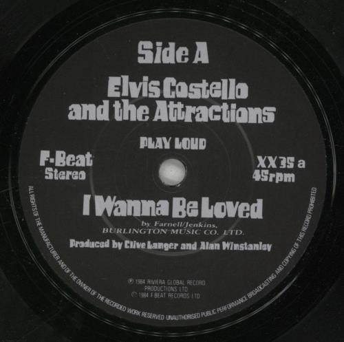 Elvis Costello I Wanna Be Loved 7" vinyl single (7 inch record / 45) UK COS07IW156233