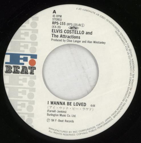 Elvis Costello I Wanna Be Loved 7" vinyl single (7 inch record / 45) Japanese COS07IW864331