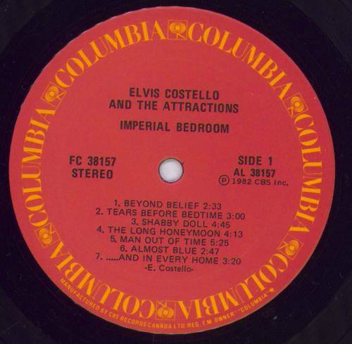 Elvis Costello Imperial Bedroom vinyl LP album (LP record) Canadian COSLPIM833726