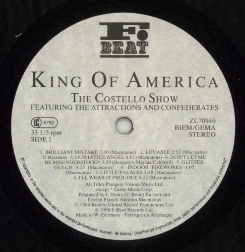 Elvis Costello King Of America vinyl LP album (LP record) German COSLPKI287933