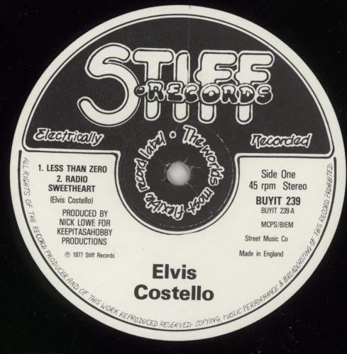 Elvis Costello Less Than Zero EP 12" vinyl single (12 inch record / Maxi-single) UK COS12LE871309