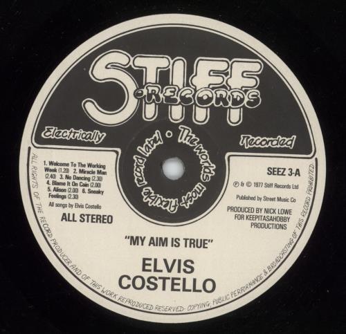 Elvis Costello My Aim Is True - Beige back vinyl LP album (LP record) UK COSLPMY714038