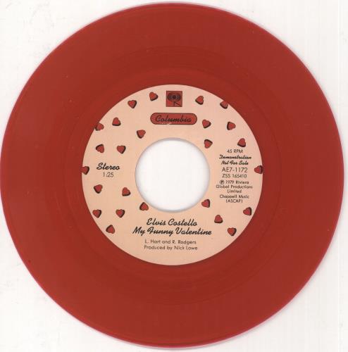 Elvis Costello My Funny Valentine - Red Vinyl 7" vinyl single (7 inch record / 45) US COS07MY58225