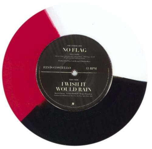 Elvis Costello No Flag / I Wish It Would Rain - Tri-Colour Vinyl 7" vinyl single (7 inch record / 45) US COS07NO864428