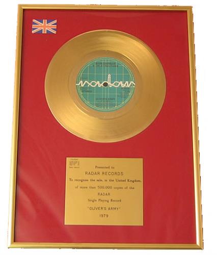Elvis Costello Oliver's Army award disc UK COSAWOL382758