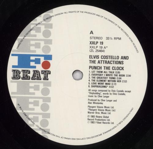 Elvis Costello Punch The Clock vinyl LP album (LP record) UK COSLPPU840174
