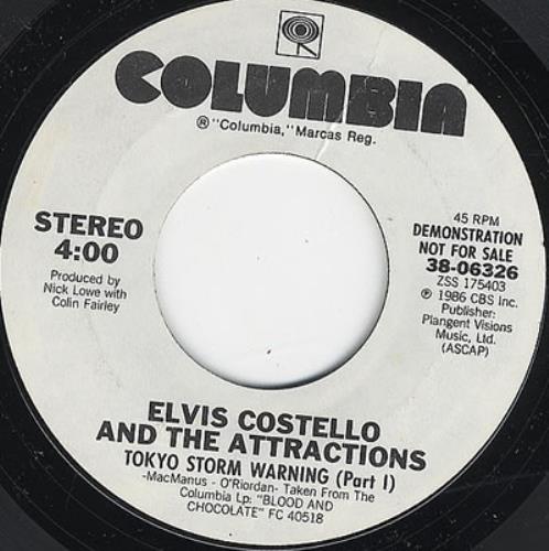 Elvis Costello Tokyo Storm Warning (Part 1) 7" vinyl single (7 inch record / 45) US COS07TO69920