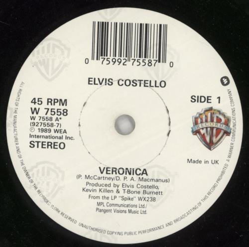 Elvis Costello Veronica 7" vinyl single (7 inch record / 45) UK COS07VE63188