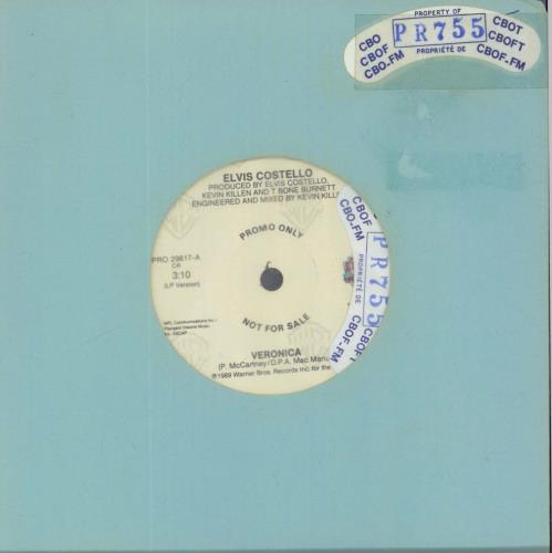 Elvis Costello Veronica 7" vinyl single (7 inch record / 45) Canadian COS07VE824193