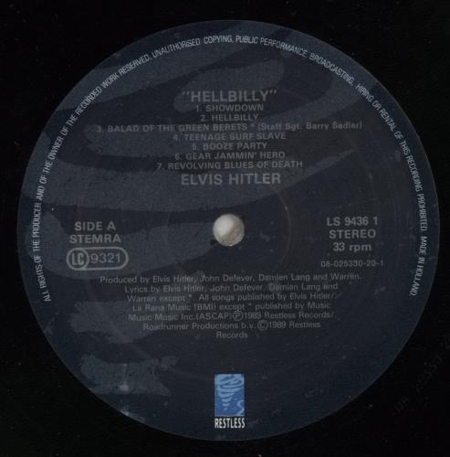 Elvis Hitler Hellbilly vinyl LP album (LP record) UK EQ1LPHE866371