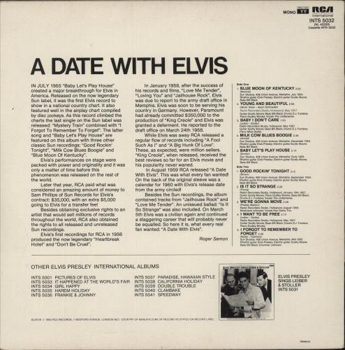 Elvis Presley A Date With Elvis vinyl LP album (LP record) UK ELVLPAD240203