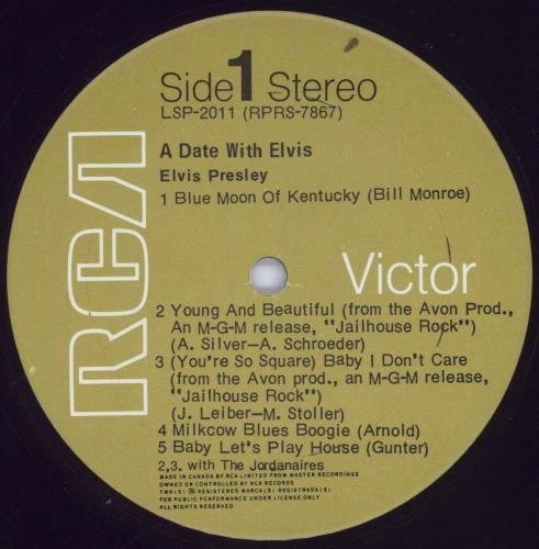 Elvis Presley A Date With Elvis vinyl LP album (LP record) Canadian ELVLPAD832016