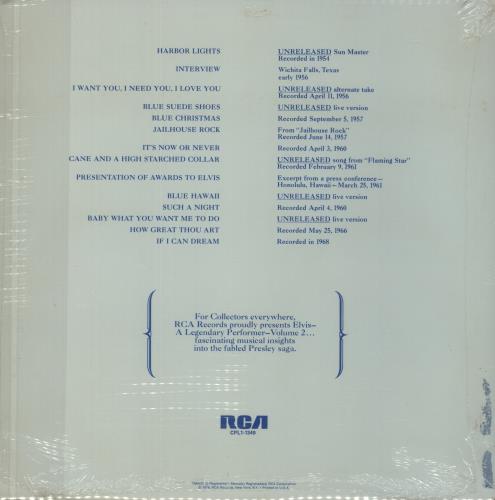 Elvis Presley A Legendary Performer Volume 2 vinyl LP album (LP record) US ELVLPAL877981