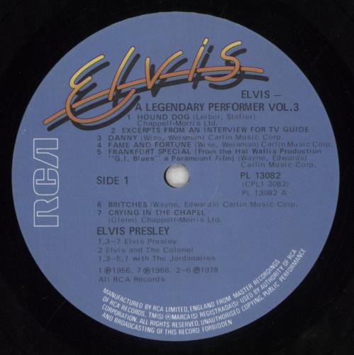Elvis Presley A Legendary Performer Volume 3 + Booklet vinyl LP album (LP record) UK ELVLPAL854055