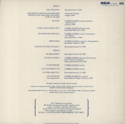 Elvis Presley A Legendary Performer Volume 3 + Booklet vinyl LP album (LP record) UK ELVLPAL854055