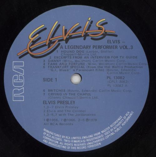 Elvis Presley A Legendary Performer Volume 3 vinyl LP album (LP record) UK ELVLPAL369537