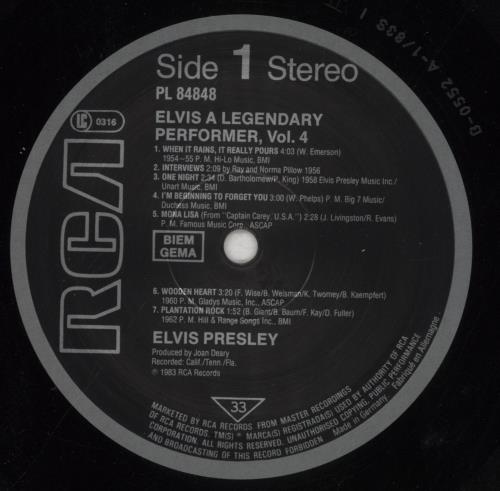 Elvis Presley A Legendary Performer Volume 4 vinyl LP album (LP record) German ELVLPAL603765