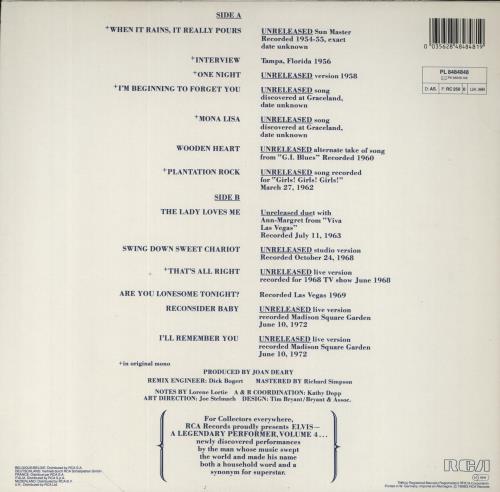 Elvis Presley A Legendary Performer Volume 4 vinyl LP album (LP record) German ELVLPAL603765