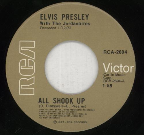 Elvis Presley All Shook Up - Wide - EX 7" vinyl single (7 inch record / 45) Canadian ELV07AL863039