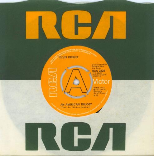 Elvis Presley An American Trilogy 7" vinyl single (7 inch record / 45) UK ELV07AN813679